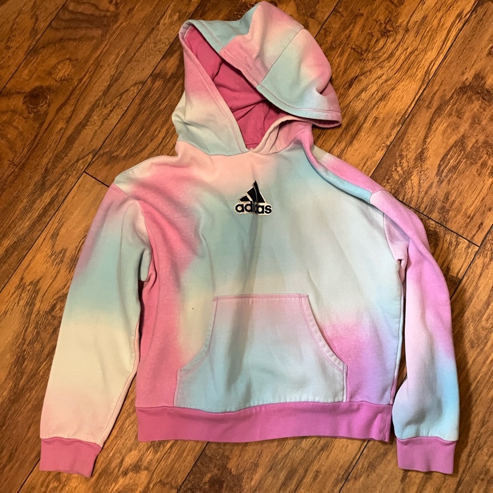 Adidas Pastel Pink and Blue Hoodie, girls Sz 7/8